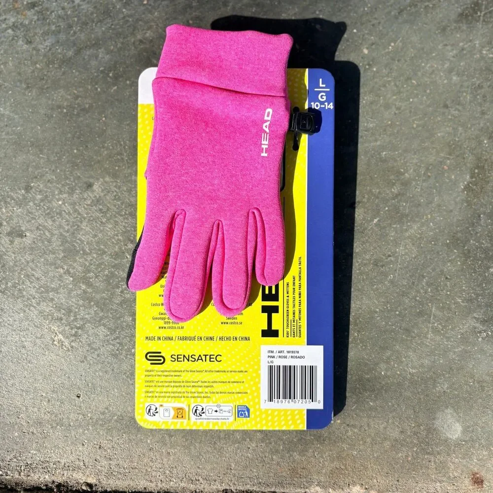 Head Kids Touchscreen Gloves Pink Black S 10-14 Fleece Grip Winter Stretch